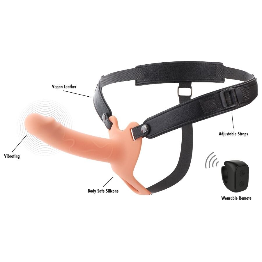 ACESS&Oacute;RIOS CASAL Hollow Penis Strap-on Vibrating Silicone 16 cm Hollow Penis Strap-on Vibrating Silicone 16 cm