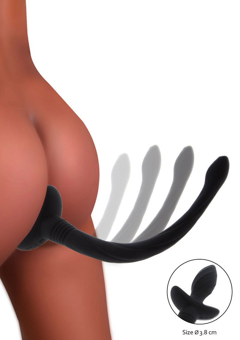 ANAL Butt Plugs Com Vibração PUPPY PLAY WIGGLE TAIL BLACK