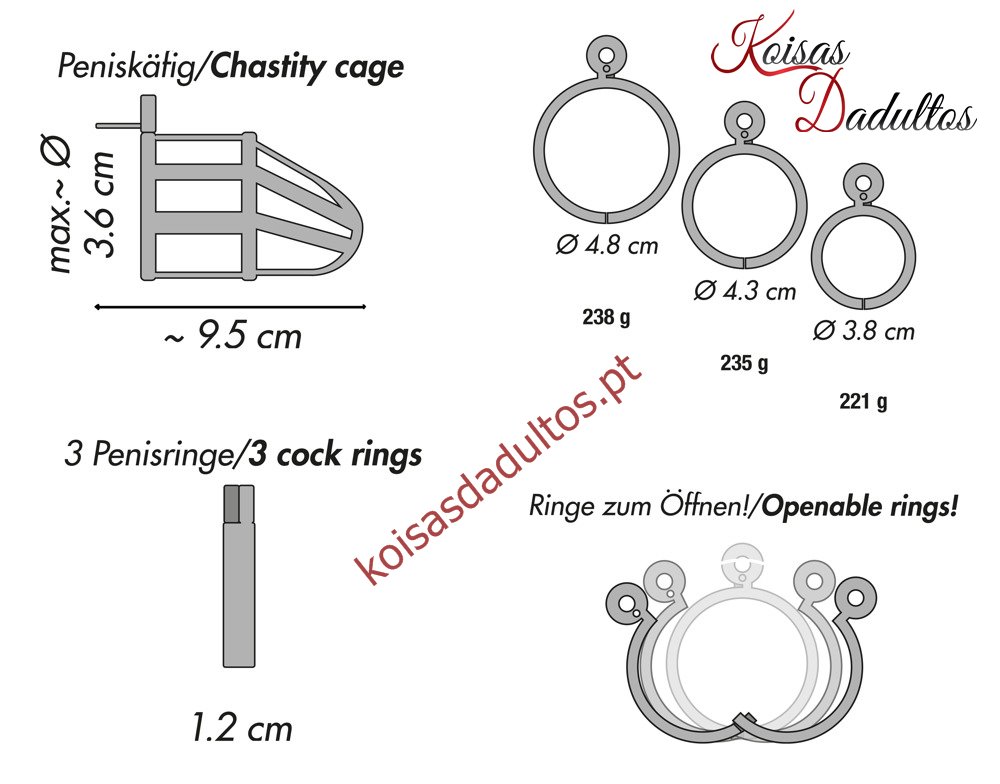 3702 Gaiola de Castidade em Aço Gaiola de Castidade em Aço