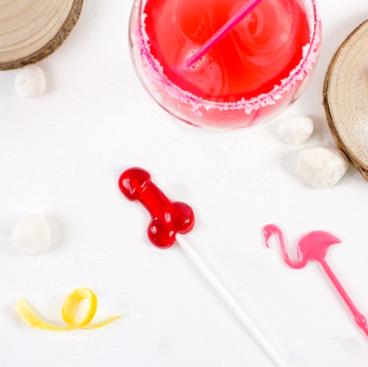 BRINCADEIRAS JOGOS Goma Pénis Daiquiri de Morango Goma Pénis Daiquiri de Morango