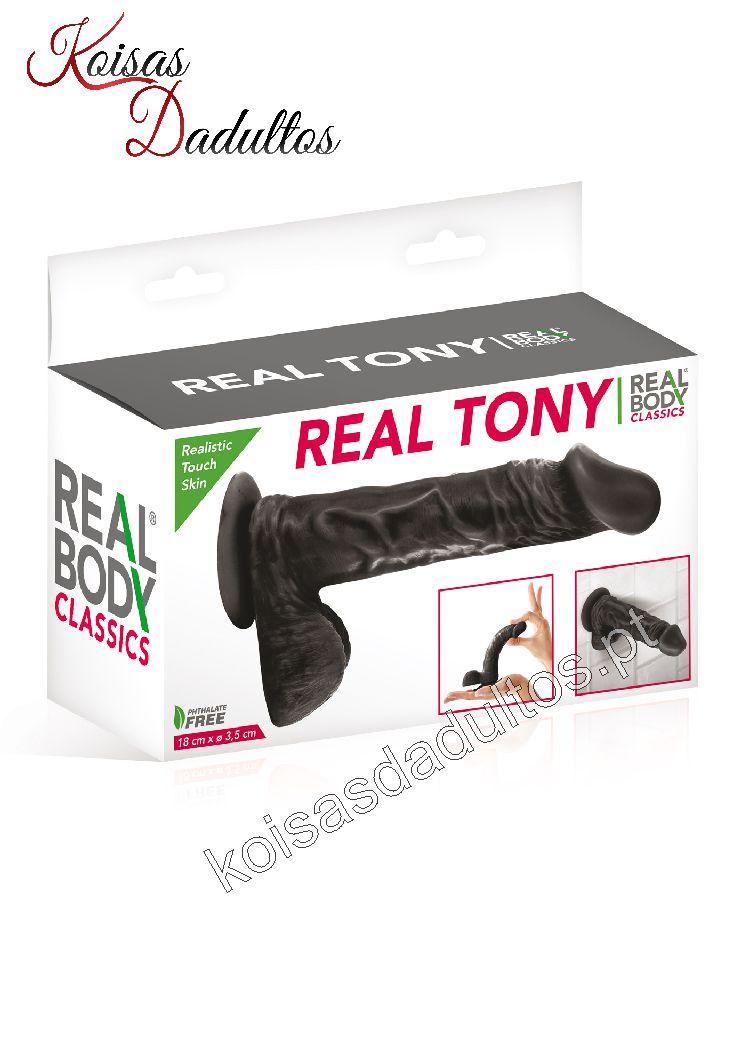 1010 Dong Realístico Tony Black 18 cm Dong Realístico Tony Black 18 cm