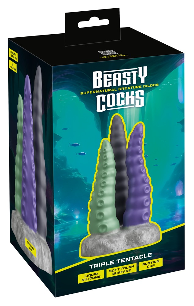 DONGS DILDOS Super Dongs Beasty Cocks Triple Tentacle Beasty Cocks Triple Tentacle