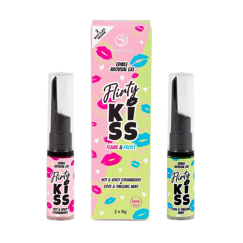 FARMÁCIA ERÓTICA Cremes Vibratórios Flirty Kiss - G&eacute;is Efeitos de Sexo Oral Morango e Menta