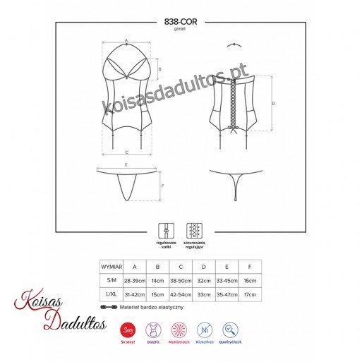 DIA DOS NAMORADOS Lingerie Ela Espartilho e Tanga Obsessive S/M Espartilho e Tanga Obsessive S/M