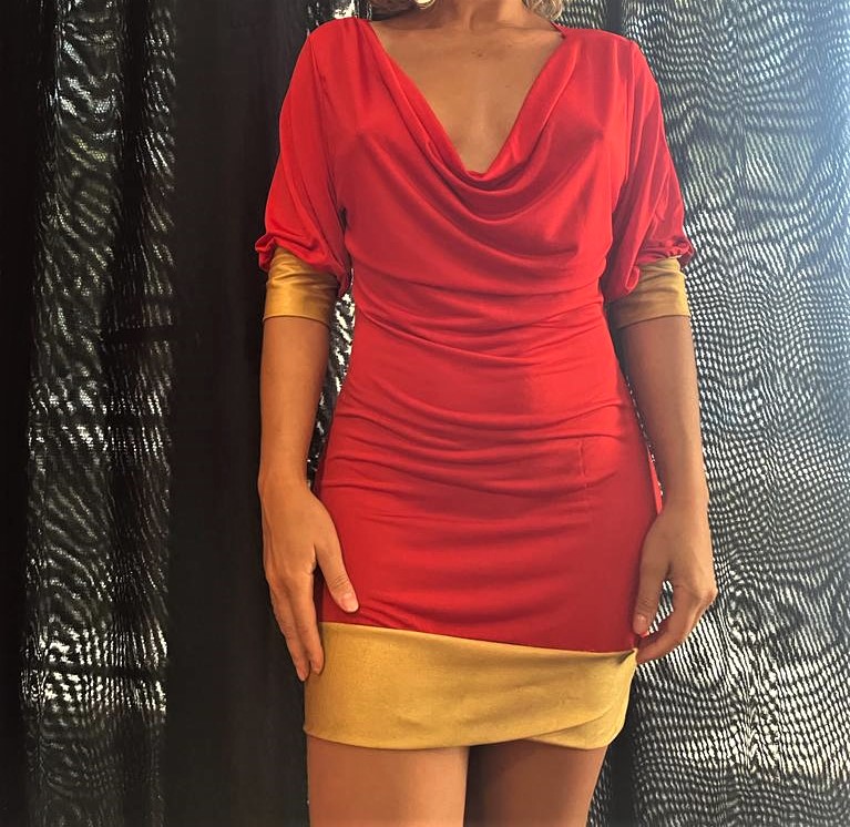 ROUPA SEXY Vestidos Mini Vestido Vermelho/Dourado