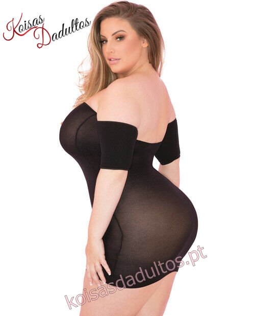 7227022xblk Vestido Preto Transparente Plus Size Vestido Preto Transparente Plus Size